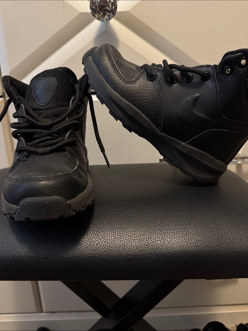 Nike Kids All-Black Lace-Up Boot Sneakers
